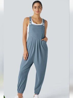 Halara Jogger Romper Dungarees all in one green NWOT Size XS